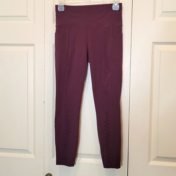 Athleta Pants - Athleta Burgundy Leggings with Cut outs Size Small